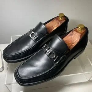 Salvatore ferragamo gancini black leather logo blukes wg sole loafer sz 9.5 Salvatore Ferragamo | Shoes | Salvatore Ferragamo Gancini  main image 3